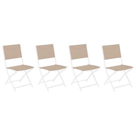 Lot De 4 Chaises De Jardin Pliante Métal Modula Blanc Et Lin- Hesperide