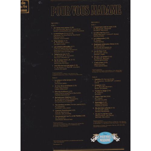 Double Lp Compilation Polystar : Pour Vous Madame (Mag) C'est Si Bon -Peyrac De Suza Croisille Clerc Guichard Duteil Rieu Vilard Montand Shuman Goya