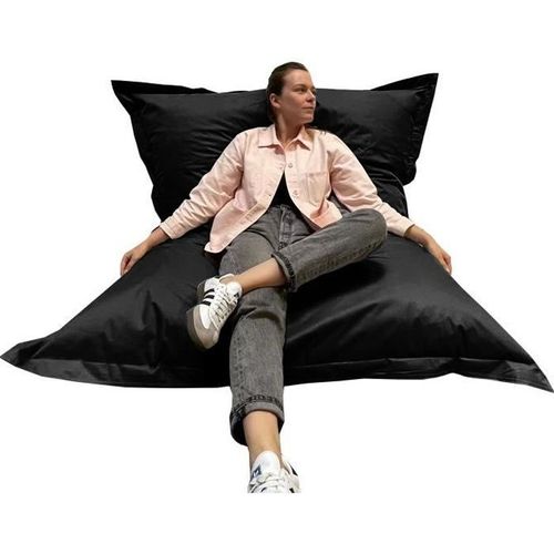 Pouf Extérieur Xxl - Jardin, Terrasse, Balcon - Extérieur Et Intérieur - Coussin Xxl Extérieur Imperméable Et Anti-Uv (Noir)