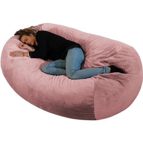 Bananair - Pouf Géant Xxl En Fausse Fourrure De Lapin- Canapé, Double Housses, Poire, Coussin, Matelas - Fabriqué En France (Rose)
