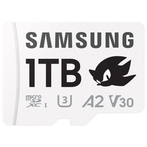 Samsung PRO Plus MB-MD1T0SA - Sonic the Hedgehog carte mémoire flash (adaptateur microSDXC vers SD inclus(e)) - 1 To - A2 / Video Class V30 / UHS-I U3 - microSDXC UHS-I - blanc