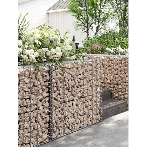 Gabion Pour Pierre, Cage En Métal, Panier À Pierre, Maille 5 X 10 Cm, Galvanisé, Mur, Paterre, Décoration De Jardin, 100 X 90 X 30 Cm, Lot De 2, Argent
