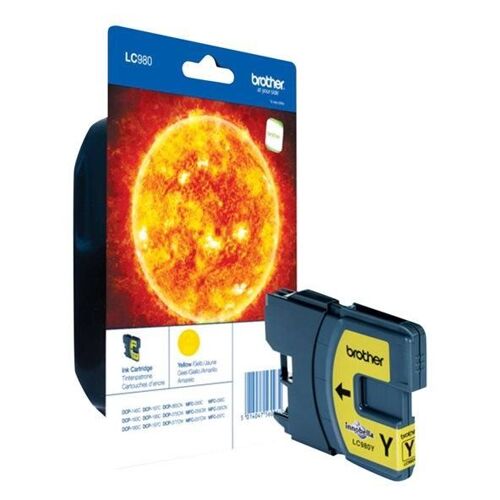 Brother LC980YBP - Jaune - original - blister - cartouche d'encre - pour Brother DCP-145, 163, 165, 195, 365, 373, 375, 377, MFC-250, 290, 295, 297