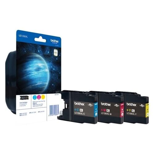 Brother LC1280XL Rainbow-Pack - Jaune, cyan, magenta - original - blister avec alarme acoustique / électromagnétique - cartouche d'encre