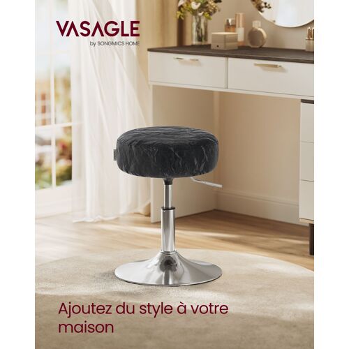 Tabourets de Maquillage, Lot de 2, Réglables en Hauteur, Pivotants à 360 Degrés, en PU, Coussin Épais, Tabourets de Coiffeuse, pour Chambre, Cuisine, Salle à Manger, Noir d'encre