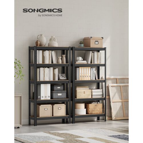 Lot de 2, Étagère de Rangement à 5 Niveaux, 30 x 75 x 150 cm, Capacité 650 kg, Planches Réglables, Style Industriel, pour Cuisine, Salon, Marron Rustique et Noir