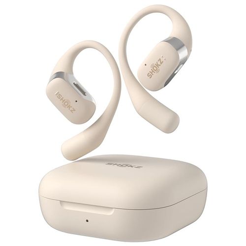 SHOKZ Open Fit - Écouteurs Bluetooth sans Fil - Casque Audio avec Micro - Libres Léger - Recharge Rapide - 28h d'Autonomie - Beige