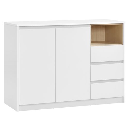 Buffet, Armoire De Rangement, 2 Tiroirs, Moderne, 40 X 103,3 X 74,5 Cm, Pour Salon, Salle À Manger, Bureau, Blanc Nuage