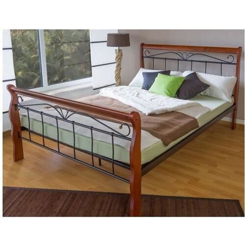Design metal lit double 160 x 200 cadre de lit lattes bois neuf