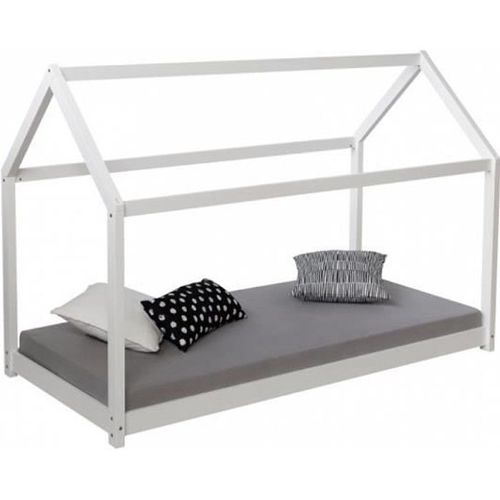 Lit Maison Enfant Blanc 80 X 160 Cm