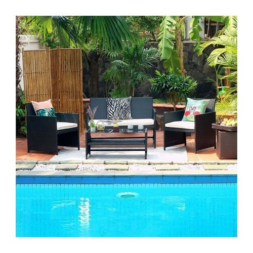 Finlandek - Salon De Jardin 4 Places En Resine Tressee - Hilpea