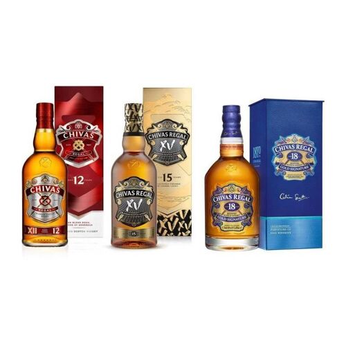 Trio Chiva Regal - 12 - Xv Et 18 Ans - Whisky Ecossais - 40,0% Vol. - 3x70cl