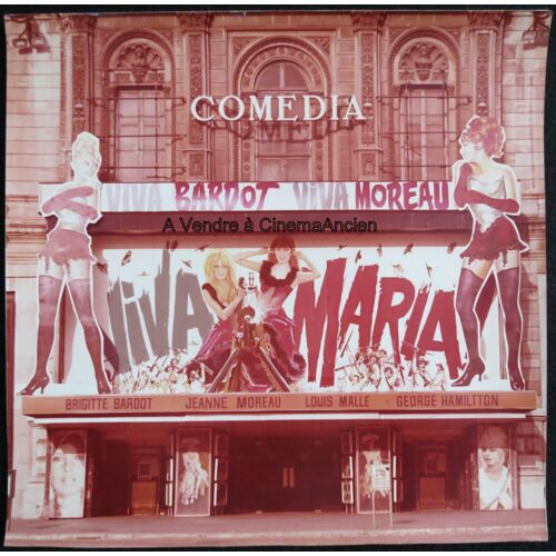 Cinéma Devanture Comédia Barcelone - 1 Photo Originale Argentique Façade Affiche Murale Cinéma 24x23.5 Cm - Brigitte Bardot Viva Maria Jeanne Moreau - Film Louis Malle 1965 - Ciné Comédia