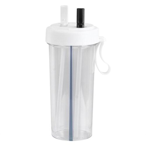 600ml Innovant Double Usage Bouteille D'eau Paille Tasse D'eau Pour La Maison De Camping En Plein Air Sportwhite
