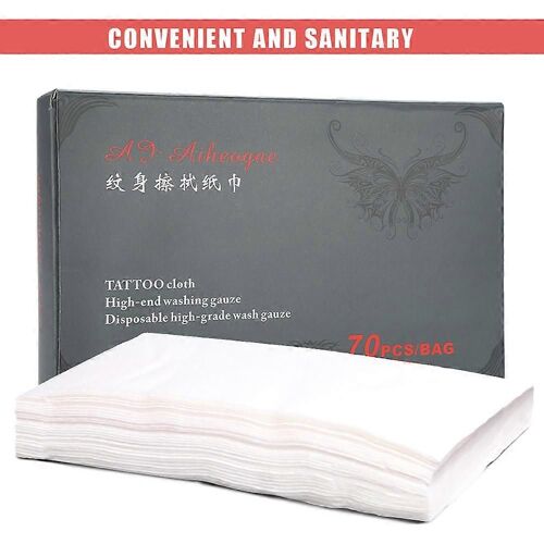 70pcs Jetable Tatouage Serviette Papier Tissu Coton Nettoyage Corps Visage Soins De La Peau Maquillage