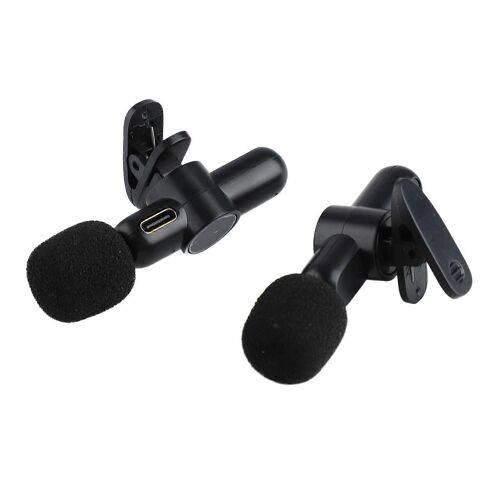 Micro-cravate sans fil avec récepteur de type C 1 pour 2 Réduction du bruit 2.4G Mini Clip sur micro pour l'enregistrement