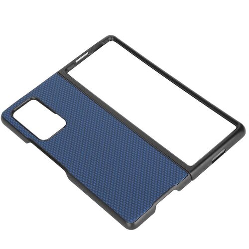 Étui de protection en cuir texturé en fibre de carbone pour Samsung Galaxy Z Fold 2 Housse antichocBlue