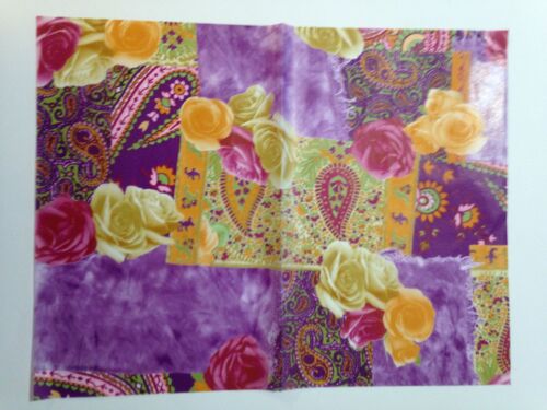 Feuille Décopatch N385 Roses Et Cachemire Sur Fond Violet