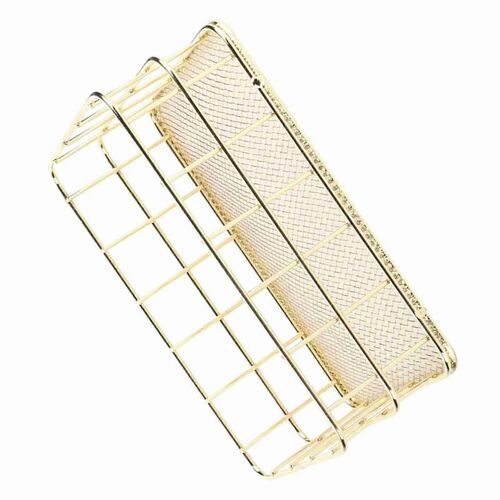 Panier de rangement en fer doré Organisateur de rangement de bureau multifonctionnel en treillis métallique pour la maisonSmall Taille