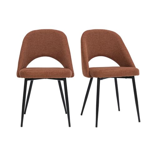 Chaises Vintage En Tissu Effet Velours Texturé Terre Brûlée Et Pieds Métal (Lot De 2) Cosette