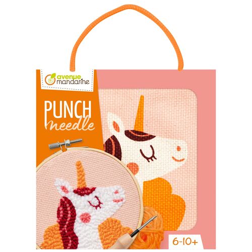 Avenue Mandarine Un Tableau À Broder Punch Needle, Kit Point De Croix Enfant - Thème Licorne