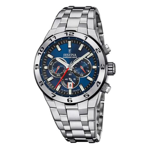 Montre Festina 6679 Vintage - Acier Et Bleu, Fonctionnelle, Avec Boîte Et Certificat