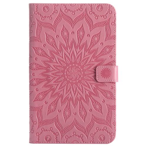 Coque Motif Flowers Relief Motif Pu Cuir Etui À Rabat Pour Samsung Galaxy Tab A 8.0 2017 Sm-T385 Rose