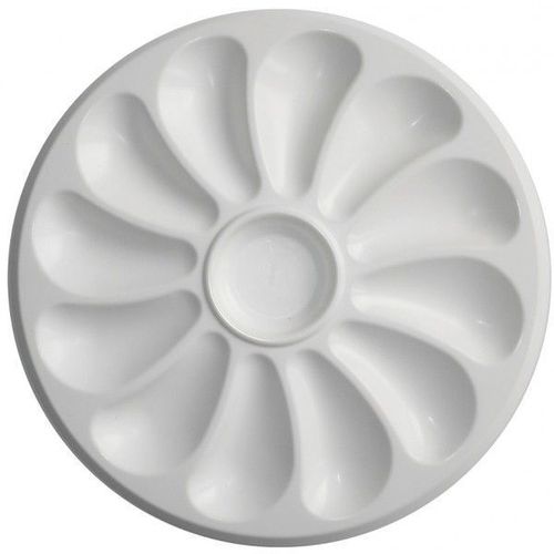 Assiettes A Huitres 12 Compartiments +1 Pour Le Citron, Sauce. Fabrication Française Diamètre 30.5 Cm Couleur Blanc