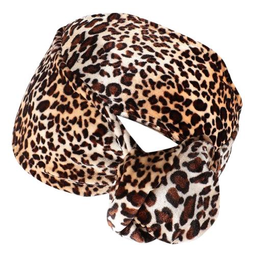 Bandeau Style Turban Pour Cheveux En Velours Imprimé Léopard Vintage Café