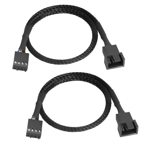 Câble d'Extension PWM 4 Pin pour Ventilateur PC - Mâle à Femelle, Nylon Tressé, Compatible CPU/ATX/Boîtier - 30cm/11.8in, 2 Pièces