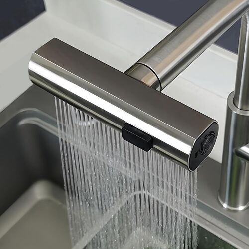 Robinet de cuisine cascade - Filtre à eau rotatif à 360° - 3 modes - Robinet d'évier - Tête de douche - Embout pour cuisine, évier, salle de bain