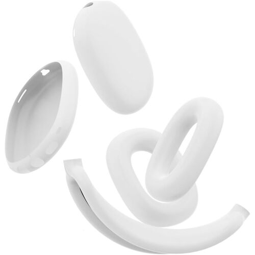 Coque compatible avec AirPods Max, cadre de protection complet en silicone souple lavable pour AirPods Max, couverture de tête + cache-écouteurs + cache-oreilles (blanc)