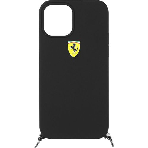 Coque Ferrari Iphone 12 / 12 Pro + Logo Et Sangle Noir
