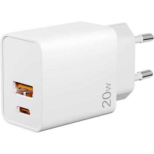 JGD-20W Chargeur USB C Rapide, Chargeur Rapide USB A & USB C 2 Ports PD et QC3.0 Adaptateur Chargeur Secteur Mural pour IPhone, Pad, Samsung Galaxy, Xiaomi, Huawei et Plus