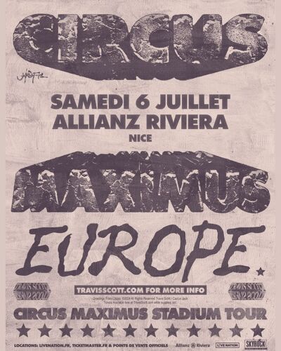 2 Billets Concert Travis Scott Nice Pelouse