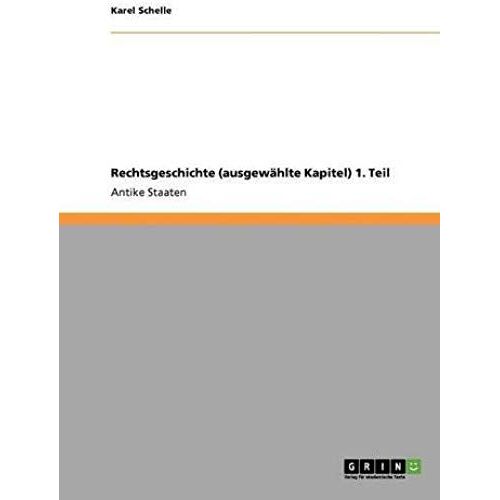 Rechtsgeschichte (Ausgewählte Kapitel) 1. Teil