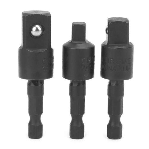 3Pcs Power Drill Douille Set Métal Tige Hexagonale Tournevis À Chocs Adaptateur 360 Degrés Rotatif Noir