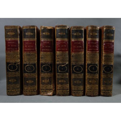 Voyages Du Jeune Anacharsis En Grèce, Vers Le Milieu Du Quatrième Siècle Avant L'ère Vulgaire. Tomes 1 À 7 - Complet, 4ème Édition, An Vii - 1799