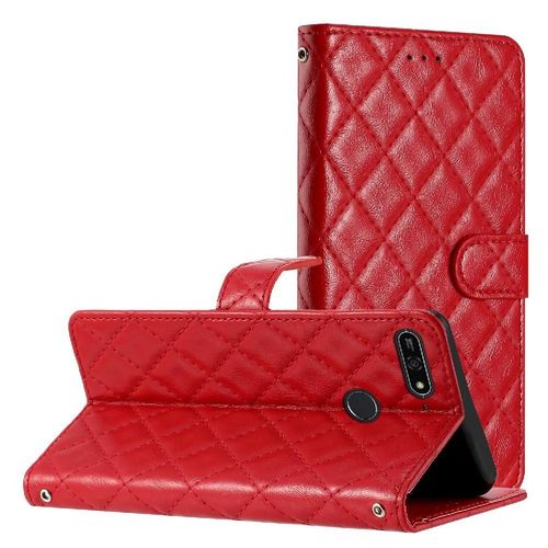 Flip Étui Pour Honor 7a Pro Titulaire De Fentes Pour Cartes Bicelle Portefeuille En Cuir Pu Folio Magnétique Tpu Antichoc - Rouge