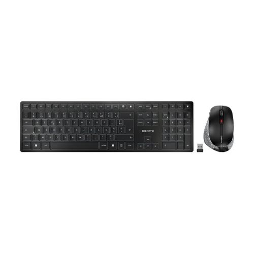 CHERRY DW 9500 SLIM - Ensemble clavier et souris - sans fil - 2.4 GHz, Bluetooth 4.0 - AZERTY - Français - commutateur : CHERRY SX - gris, noir - emballage sans plastique
