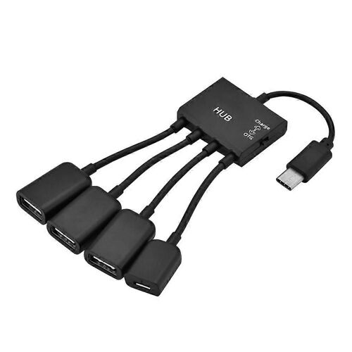 4 en 1 USB3.1 Type C mâle vers USB 2.0 femelle 3 ports USB Hub OTG Fonction avec port de charge USB-C