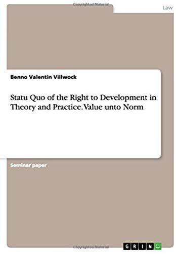 Statu Quo Of The Right To Development In Theory And Practice. Value Unto Norm