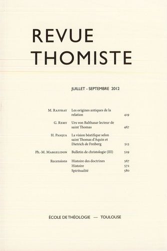 Revue Thomiste - N°3/2012