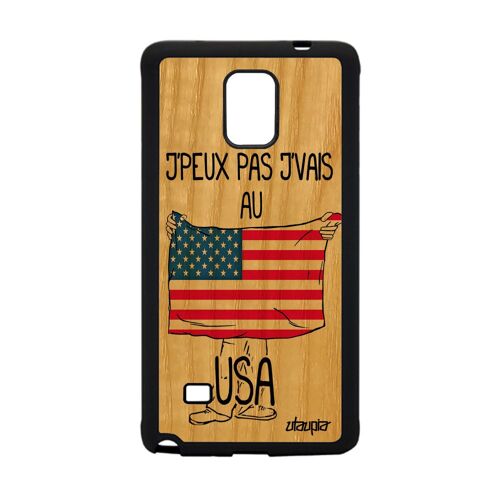 Coque Pour Galaxy Note 4 En Bois Silicone J'peux Pas J'vais Aux Usa Portable Etats Unis Jeux Olympiques Nba Drapeau Americain Samsung