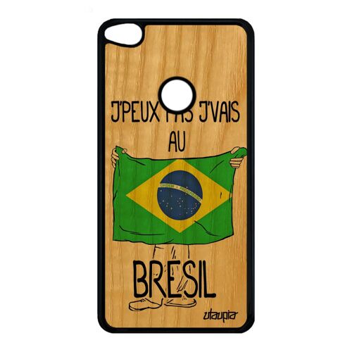 Coque Bois Silicone Honor 8 Lite J'peux Pas J'vais Au Bresil Drapeau Bresilien Design Football Copa America Foot Jo Case 4g Huawei