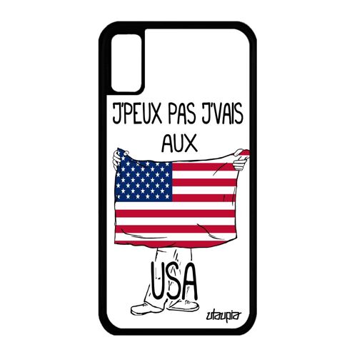 Coque Silicone Pour Iphone X J'peux Pas J'vais Aux Usa Etui Etats Unis Drapeau Americain Basket Nba Football 4g 10 Jo Nfl Foot