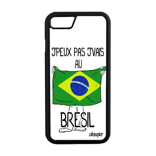 Coque Pour Iphone 8 Silicone J'peux Pas J'vais Au Bresil Foot Jeux Olympiques Coupe Du Monde Solide Humour Telephone Football