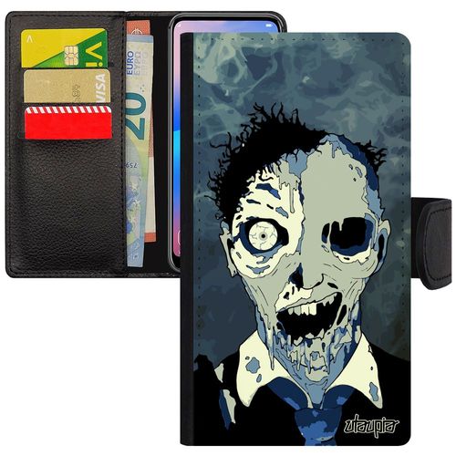 Coque Zombie Rabat Pour Iphone Xs Max Cuir Silicone Gore Apocalypse Brouillard Original Horreur Fumee Bleu Mort Vivant Fantome