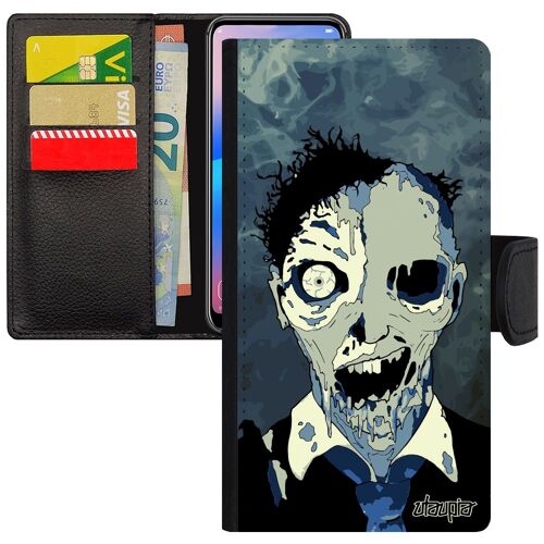 Coque Pour Iphone 13 Mini En Cuir À Rabat Zombie Gore Urbain Horreur Nuage Telephone Fantome Noir Bleu Halloween De Protection
