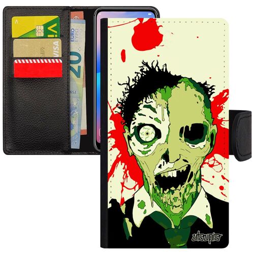 Coque Iphone 7 Plus Cuir Rabat Mort Vivant Unique Tache Vert Noir Effrayant Fin Du Monde Mobile Horreur Halloween Iphone 7+ De